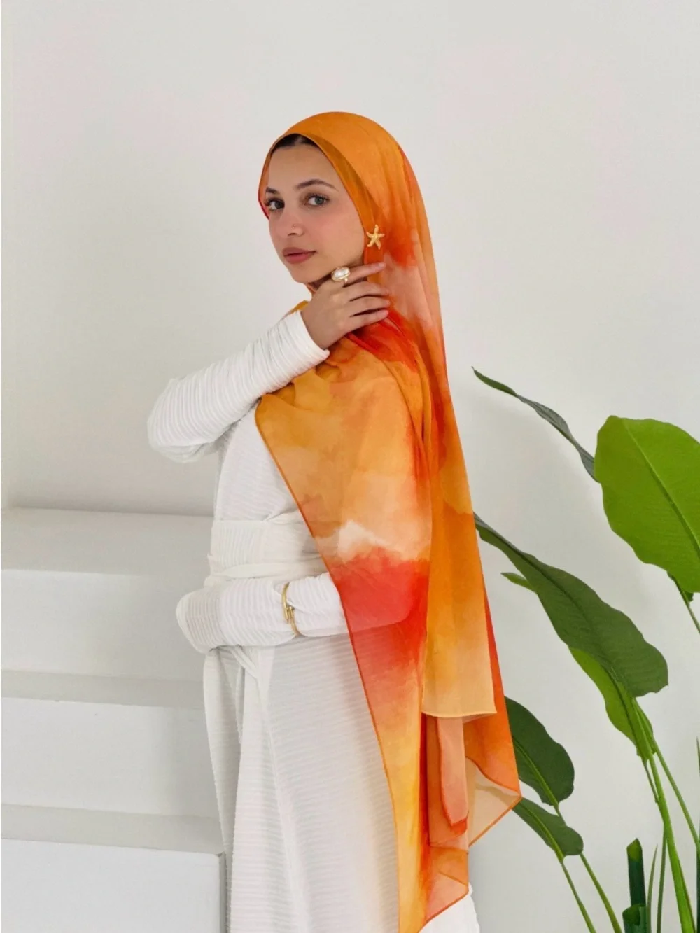 Orange to Pink Ombre Women'. Dupatta